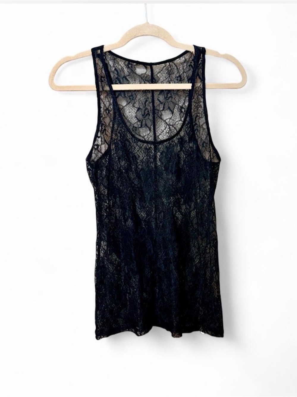 Black Floral Lace Tank Top Blouse Sz S (No Tags/Label) #Lace #Floral